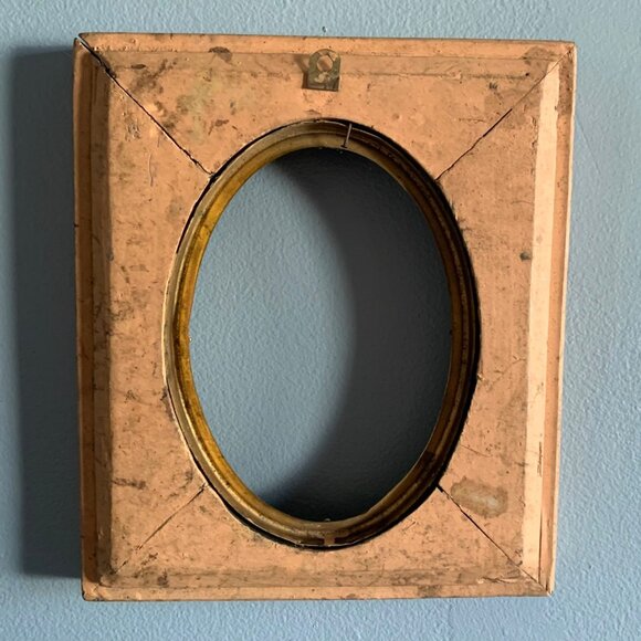 Stunning Antique Ornate Gold Oval Frame With Black Matte Finish Attic Find - Picture 8 of 12